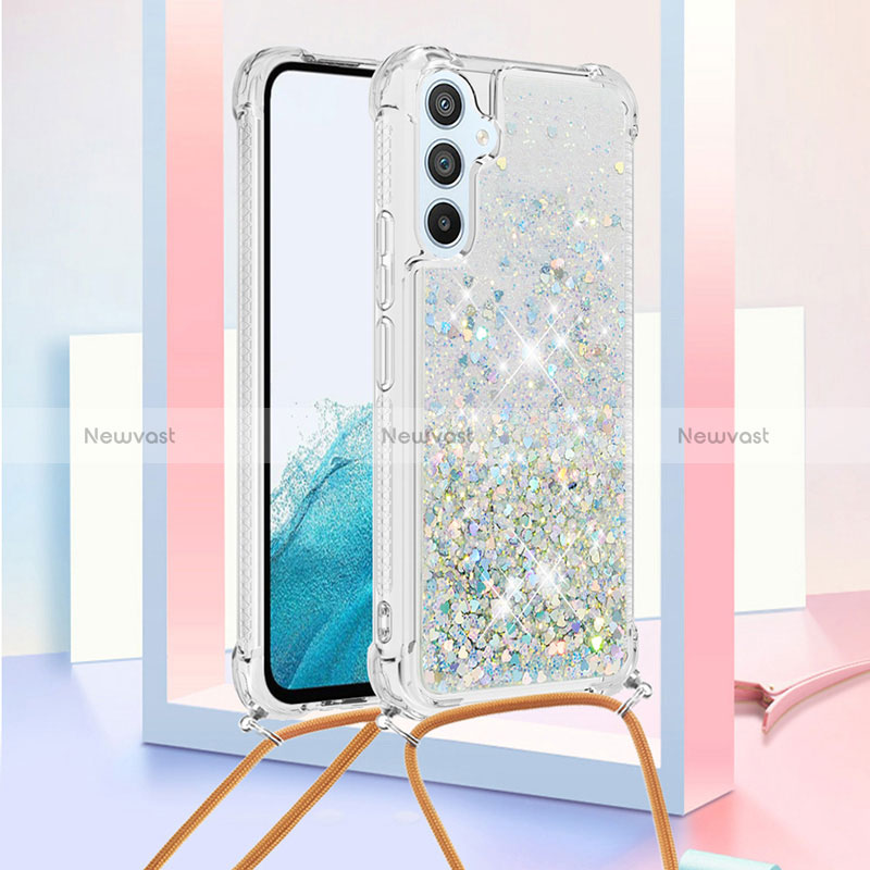 Silicone Candy Rubber TPU Bling-Bling Soft Case Cover with Lanyard Strap YB3 for Samsung Galaxy A54 5G