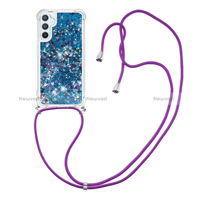 Silicone Candy Rubber TPU Bling-Bling Soft Case Cover with Lanyard Strap YB3 for Samsung Galaxy A54 5G