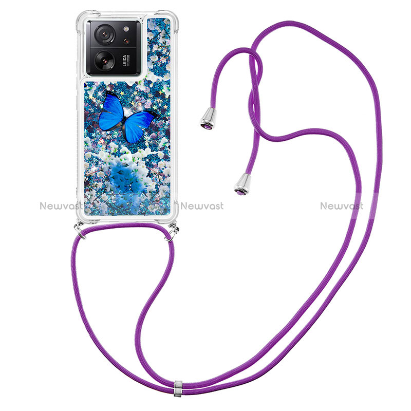 Silicone Candy Rubber TPU Bling-Bling Soft Case Cover with Lanyard Strap YB3 for Xiaomi Mi 13T 5G