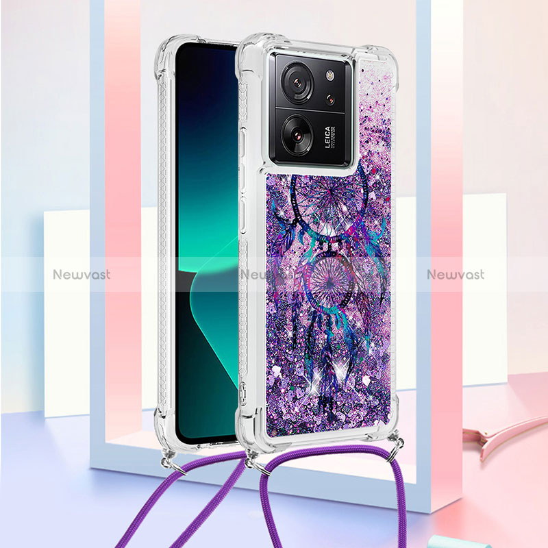 Silicone Candy Rubber TPU Bling-Bling Soft Case Cover with Lanyard Strap YB3 for Xiaomi Mi 13T 5G