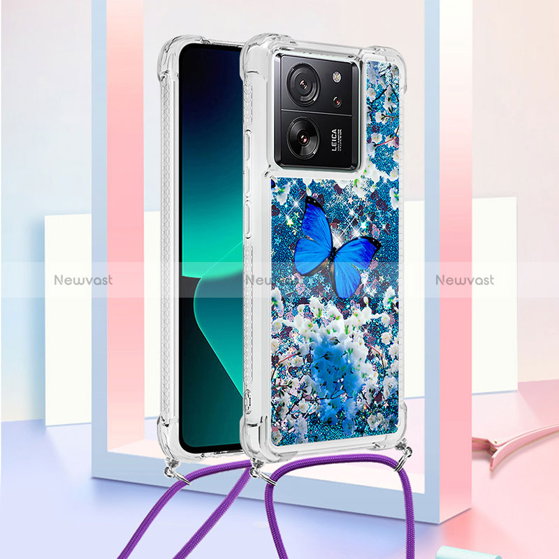 Silicone Candy Rubber TPU Bling-Bling Soft Case Cover with Lanyard Strap YB3 for Xiaomi Mi 13T 5G