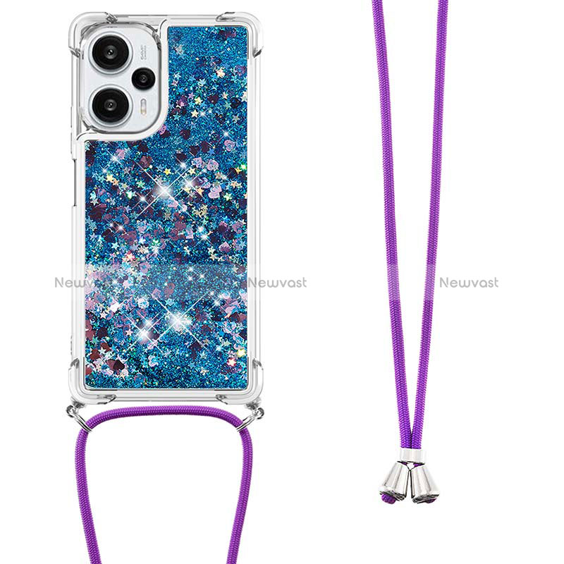 Silicone Candy Rubber TPU Bling-Bling Soft Case Cover with Lanyard Strap YB3 for Xiaomi Poco F5 5G