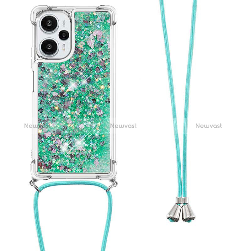 Silicone Candy Rubber TPU Bling-Bling Soft Case Cover with Lanyard Strap YB3 for Xiaomi Poco F5 5G