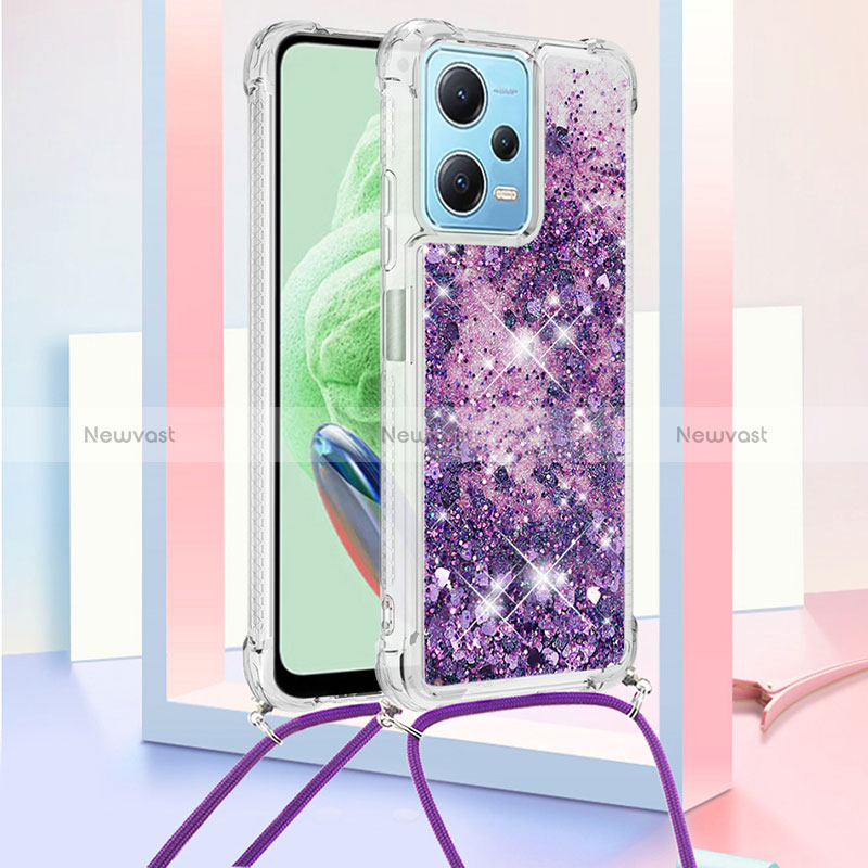 Silicone Candy Rubber TPU Bling-Bling Soft Case Cover with Lanyard Strap YB3 for Xiaomi Poco X5 5G