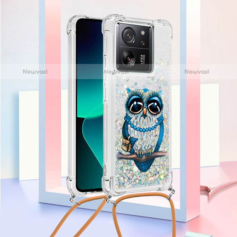 Silicone Candy Rubber TPU Bling-Bling Soft Case Cover with Lanyard Strap YB3 for Xiaomi Redmi K60 Ultra 5G