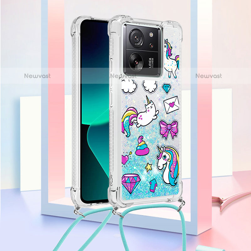 Silicone Candy Rubber TPU Bling-Bling Soft Case Cover with Lanyard Strap YB3 for Xiaomi Redmi K60 Ultra 5G