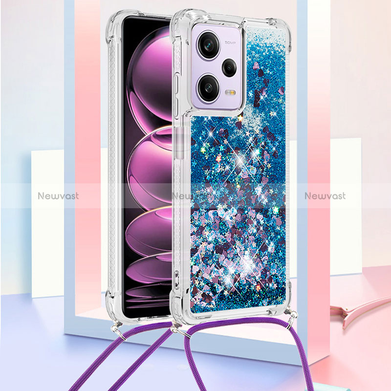 Silicone Candy Rubber TPU Bling-Bling Soft Case Cover with Lanyard Strap YB3 for Xiaomi Redmi Note 12 Pro 5G