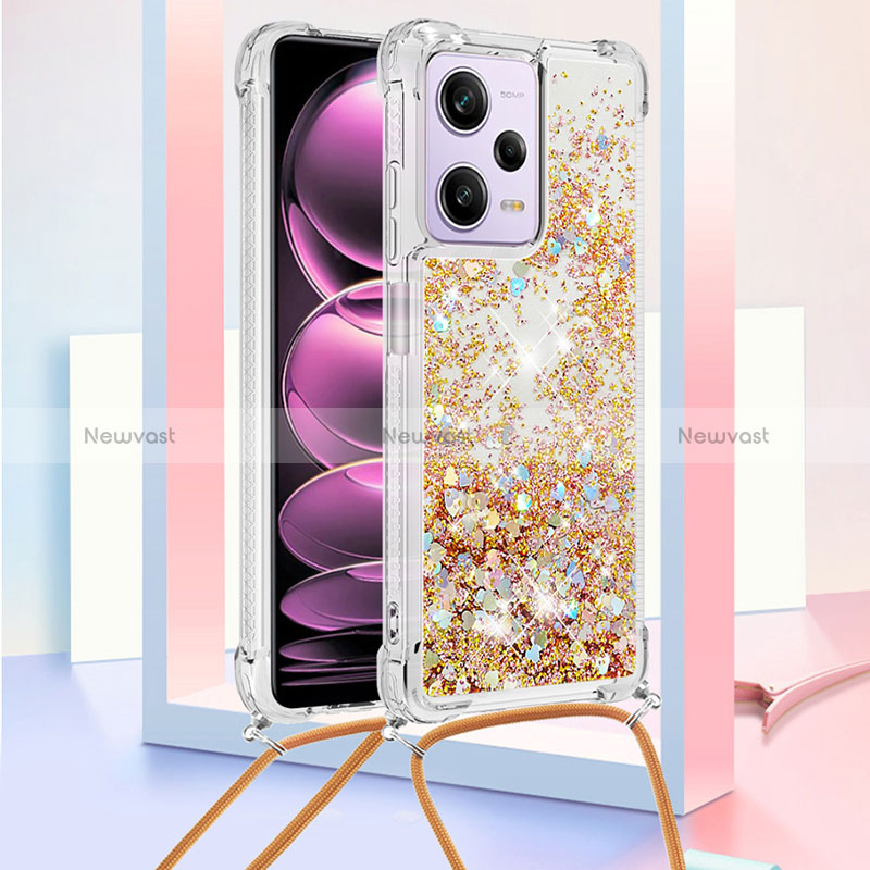 Silicone Candy Rubber TPU Bling-Bling Soft Case Cover with Lanyard Strap YB3 for Xiaomi Redmi Note 12 Pro 5G