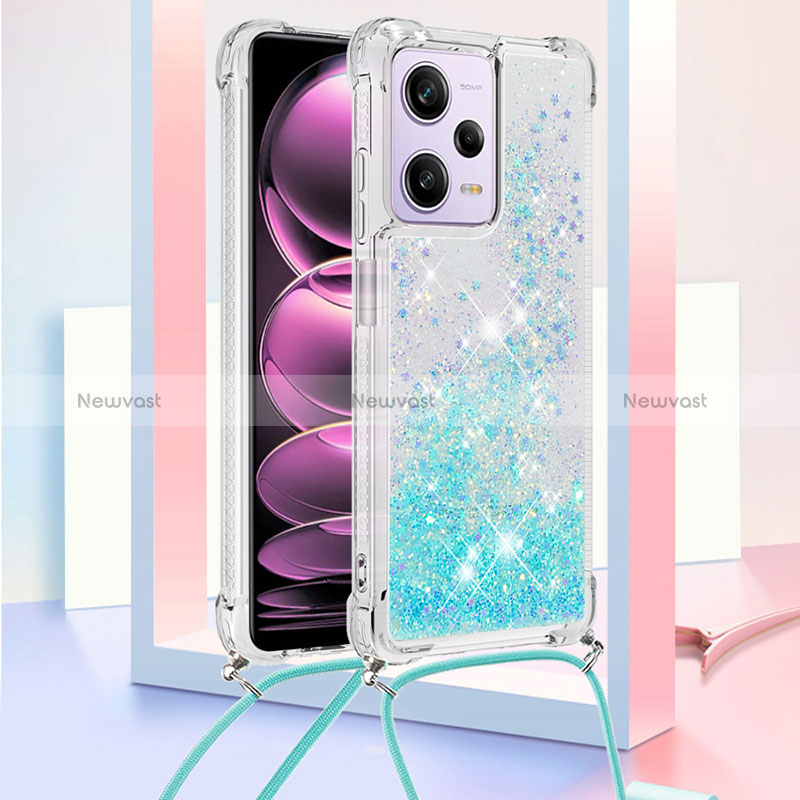 Silicone Candy Rubber TPU Bling-Bling Soft Case Cover with Lanyard Strap YB3 for Xiaomi Redmi Note 12 Pro 5G