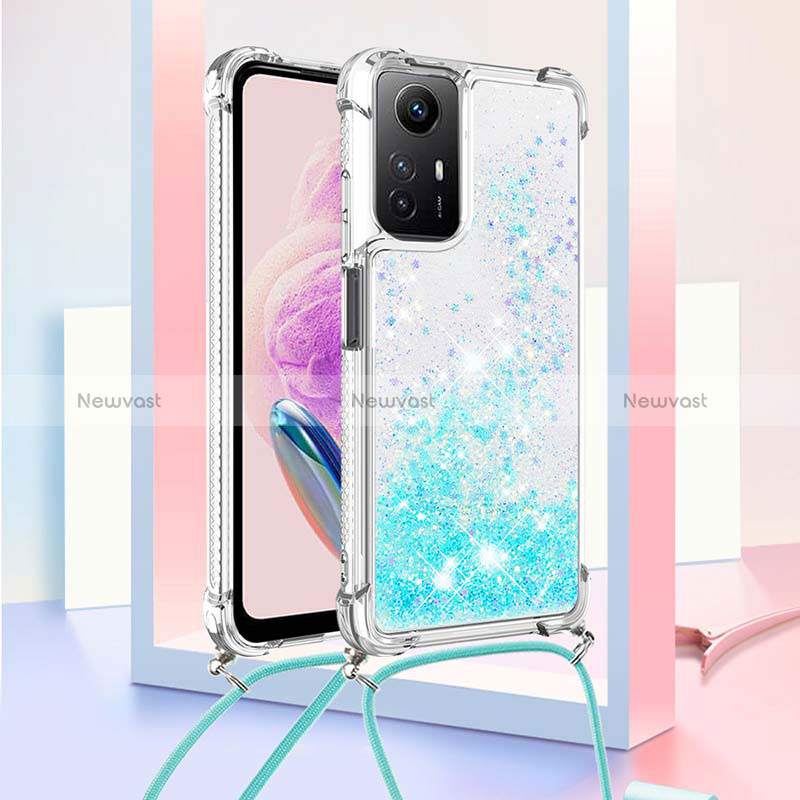 Silicone Candy Rubber TPU Bling-Bling Soft Case Cover with Lanyard Strap YB3 for Xiaomi Redmi Note 12S