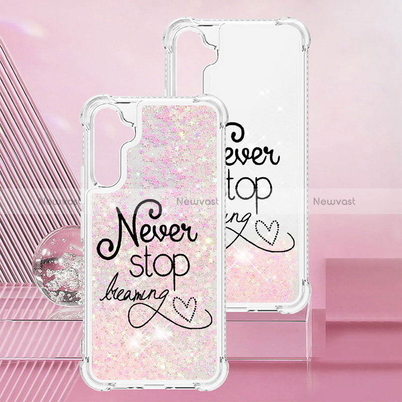 Silicone Candy Rubber TPU Bling-Bling Soft Case Cover YB1 for Samsung Galaxy A34 5G Rose Gold