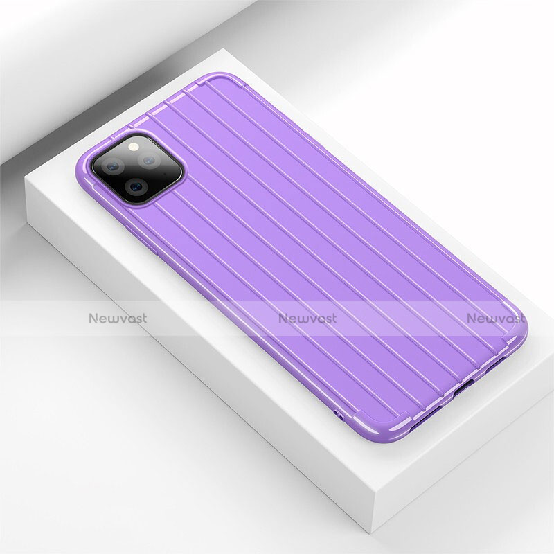 Silicone Candy Rubber TPU Line Soft Case Cover C01 for Apple iPhone 11 Pro Max Purple