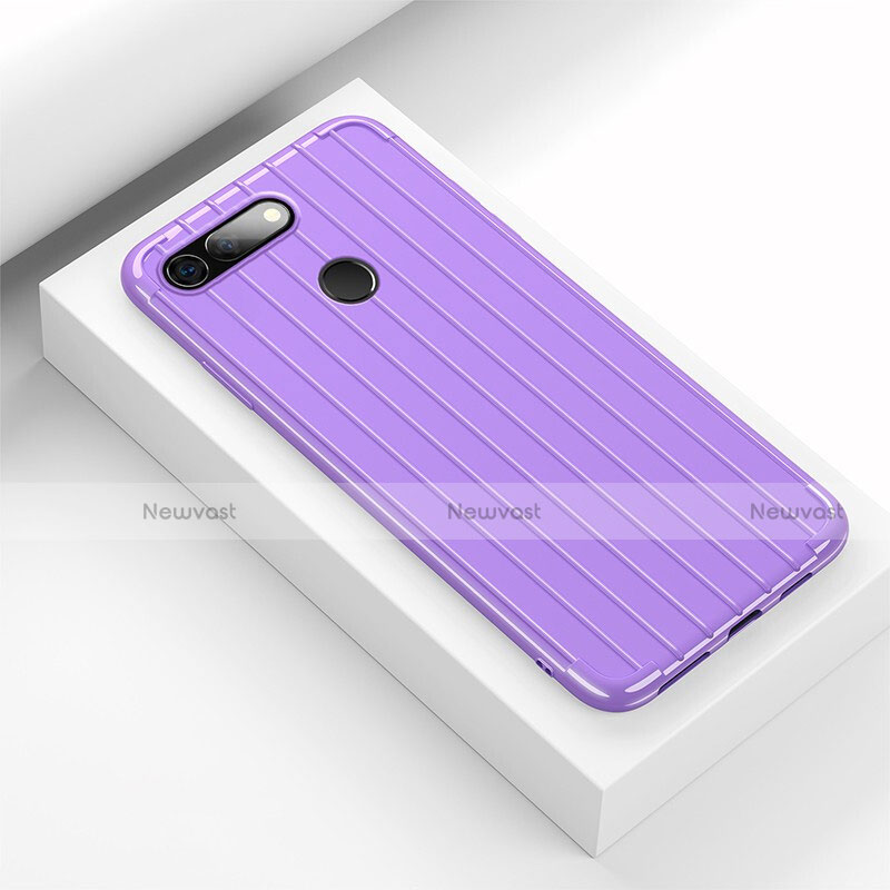 Silicone Candy Rubber TPU Line Soft Case Cover C01 for Huawei Honor V20 Purple