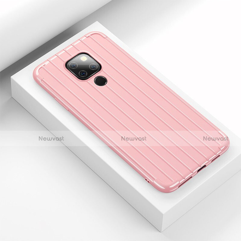 Silicone Candy Rubber TPU Line Soft Case Cover C01 for Huawei Mate 20 X 5G Pink