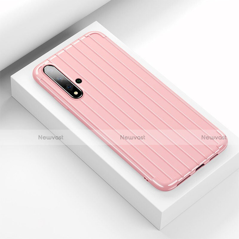 Silicone Candy Rubber TPU Line Soft Case Cover C01 for Huawei Nova 5 Pink