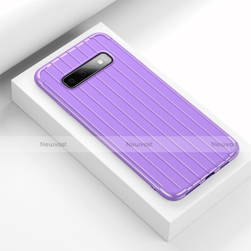 Silicone Candy Rubber TPU Line Soft Case Cover C01 for Samsung Galaxy S10 5G Purple