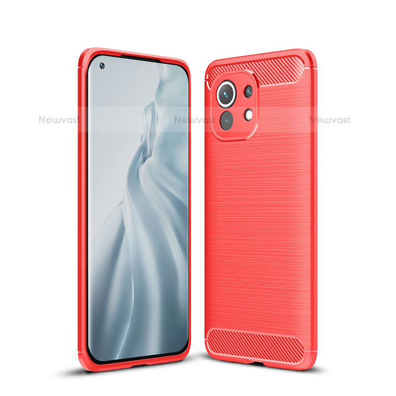 Silicone Candy Rubber TPU Line Soft Case Cover C01 for Xiaomi Mi 11 Lite 4G Red