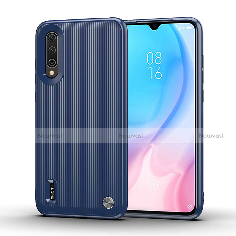 Silicone Candy Rubber TPU Line Soft Case Cover C01 for Xiaomi Mi A3 Blue