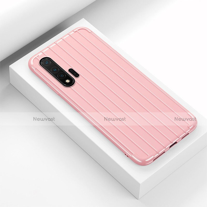 Silicone Candy Rubber TPU Line Soft Case Cover C02 for Huawei Nova 6 Pink