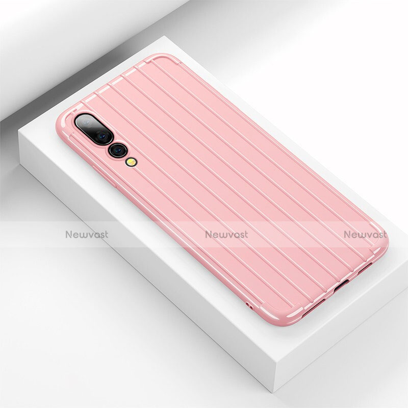 Silicone Candy Rubber TPU Line Soft Case Cover C02 for Huawei P20 Pro Pink