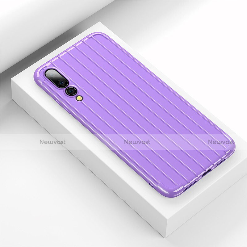 Silicone Candy Rubber TPU Line Soft Case Cover C02 for Huawei P20 Pro Purple