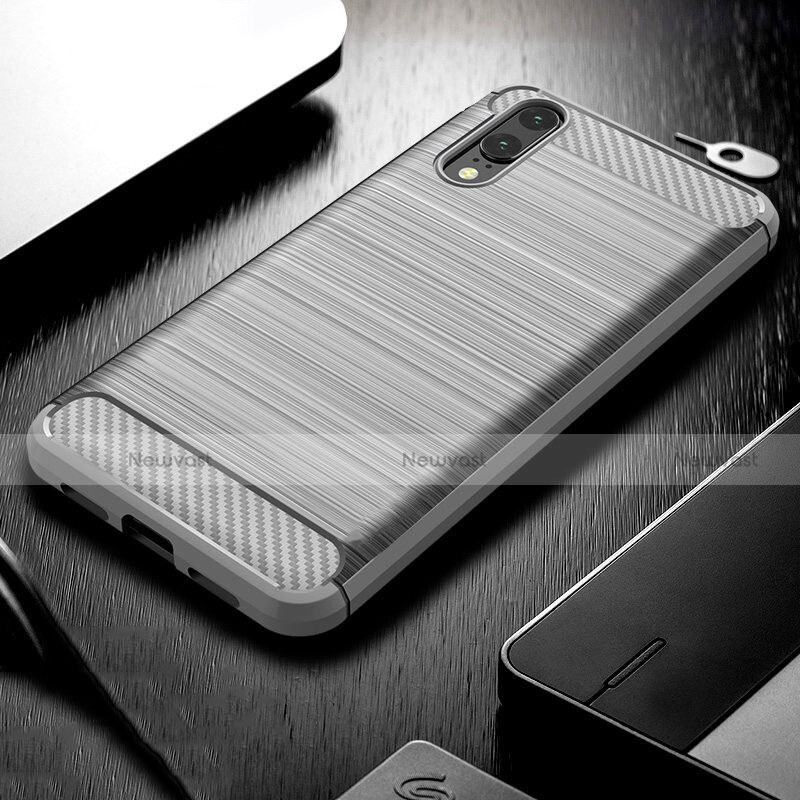 Silicone Candy Rubber TPU Line Soft Case Cover C02 for Huawei P20 Silver