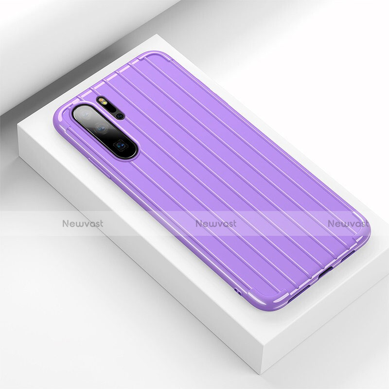 Silicone Candy Rubber TPU Line Soft Case Cover C02 for Huawei P30 Pro New Edition Purple