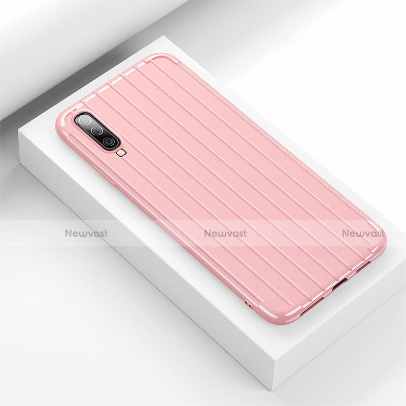 Silicone Candy Rubber TPU Line Soft Case Cover C02 for Samsung Galaxy A70 Pink