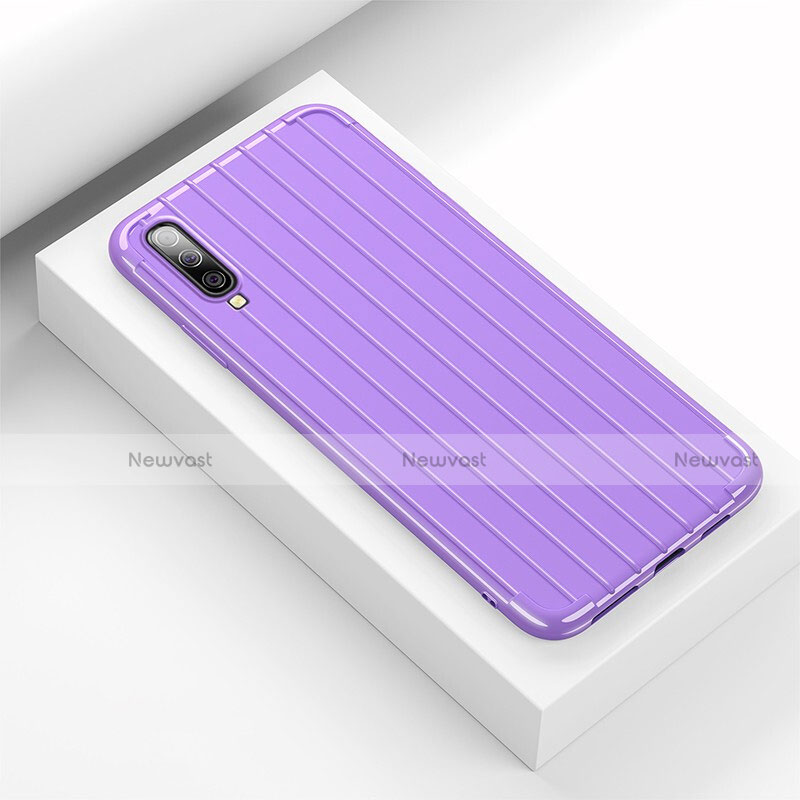 Silicone Candy Rubber TPU Line Soft Case Cover C02 for Samsung Galaxy A70 Purple