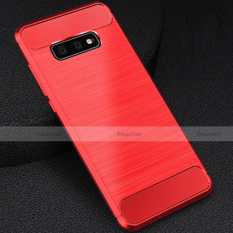 Silicone Candy Rubber TPU Line Soft Case Cover C02 for Samsung Galaxy S10e Red