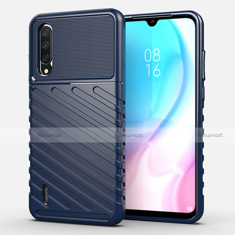 Silicone Candy Rubber TPU Line Soft Case Cover C02 for Xiaomi Mi A3 Blue