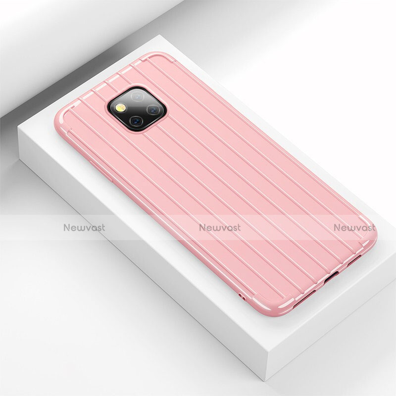 Silicone Candy Rubber TPU Line Soft Case Cover C03 for Huawei Mate 20 Pro Pink