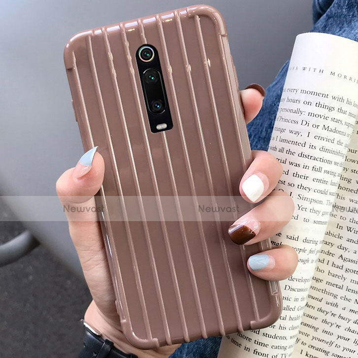 Silicone Candy Rubber TPU Line Soft Case Cover C03 for Xiaomi Mi 9T Brown