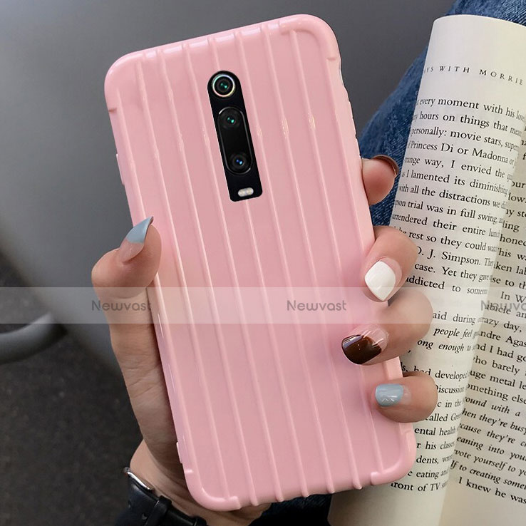 Silicone Candy Rubber TPU Line Soft Case Cover C03 for Xiaomi Mi 9T Pink