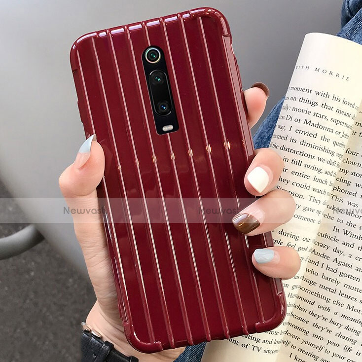 Silicone Candy Rubber TPU Line Soft Case Cover C03 for Xiaomi Mi 9T Red Wine