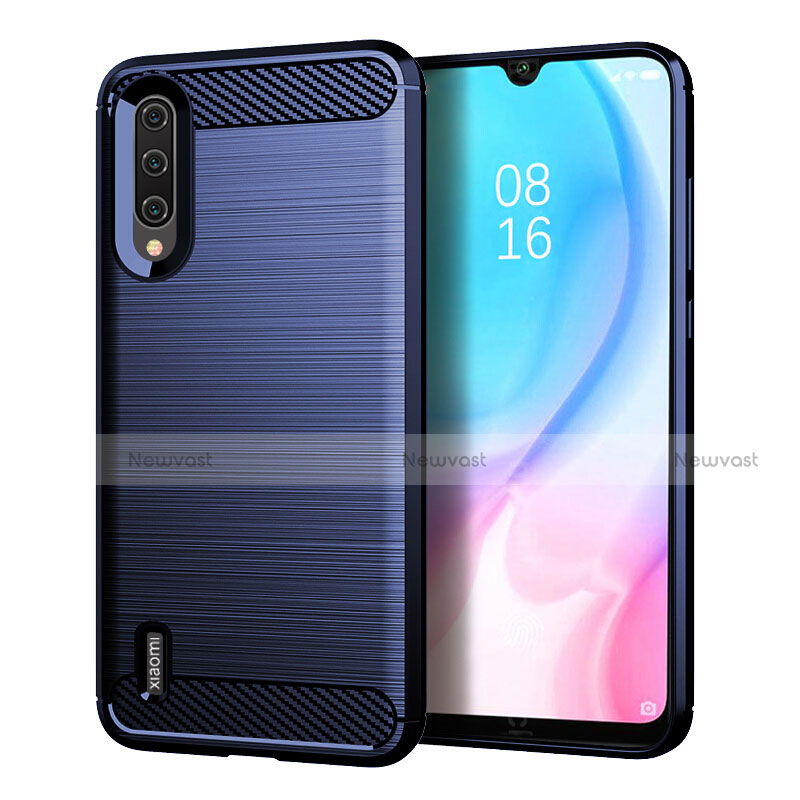 Silicone Candy Rubber TPU Line Soft Case Cover C05 for Xiaomi Mi A3 Blue