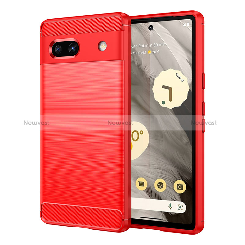 Silicone Candy Rubber TPU Line Soft Case Cover for Google Pixel 7a 5G Red