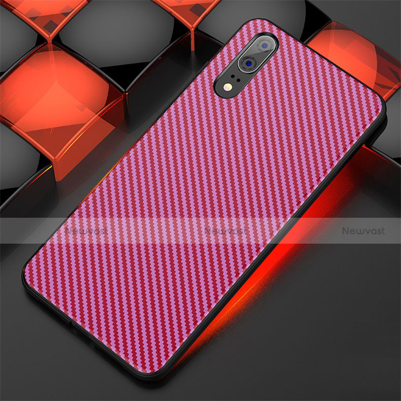 Silicone Candy Rubber TPU Line Soft Case Cover for Huawei P20 Hot Pink