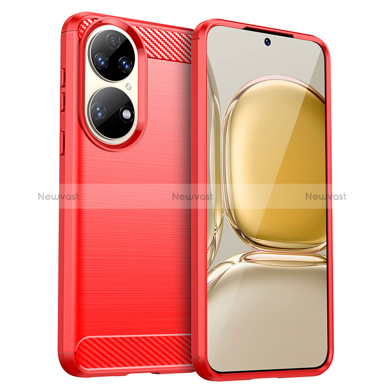 Silicone Candy Rubber TPU Line Soft Case Cover for Huawei P50e Red