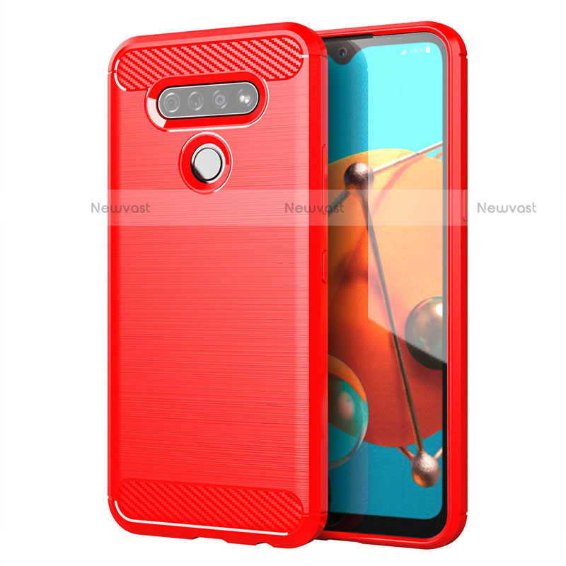 Silicone Candy Rubber TPU Line Soft Case Cover for LG K51 Red