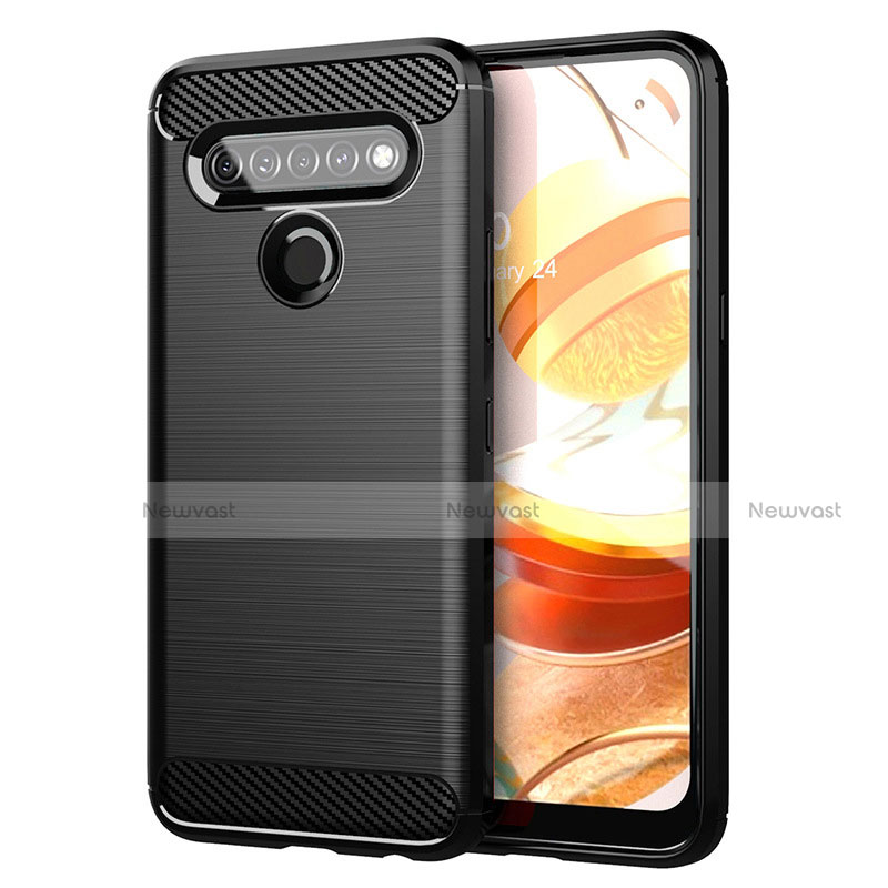 Silicone Candy Rubber TPU Line Soft Case Cover for LG K61 Black