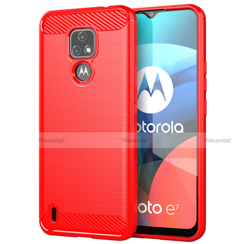 Silicone Candy Rubber TPU Line Soft Case Cover for Motorola Moto E7 (2020) Red