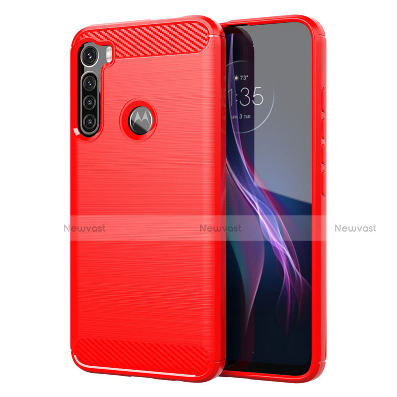 Silicone Candy Rubber TPU Line Soft Case Cover for Motorola Moto One Fusion Plus Red