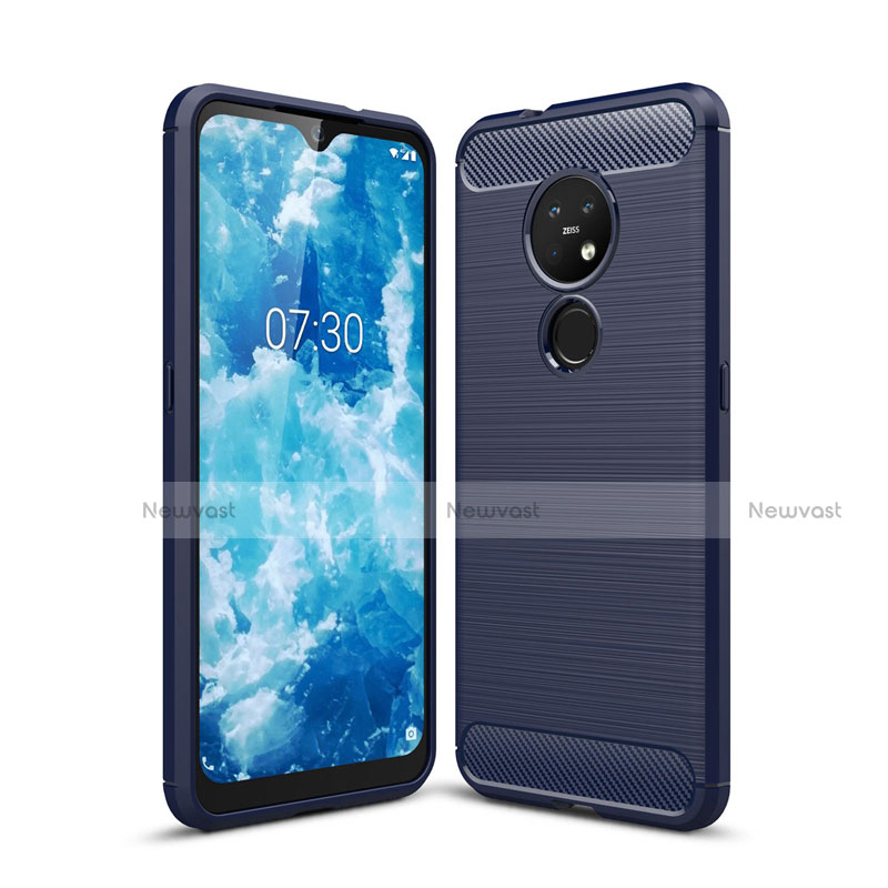 Silicone Candy Rubber TPU Line Soft Case Cover for Nokia 7.2 Blue