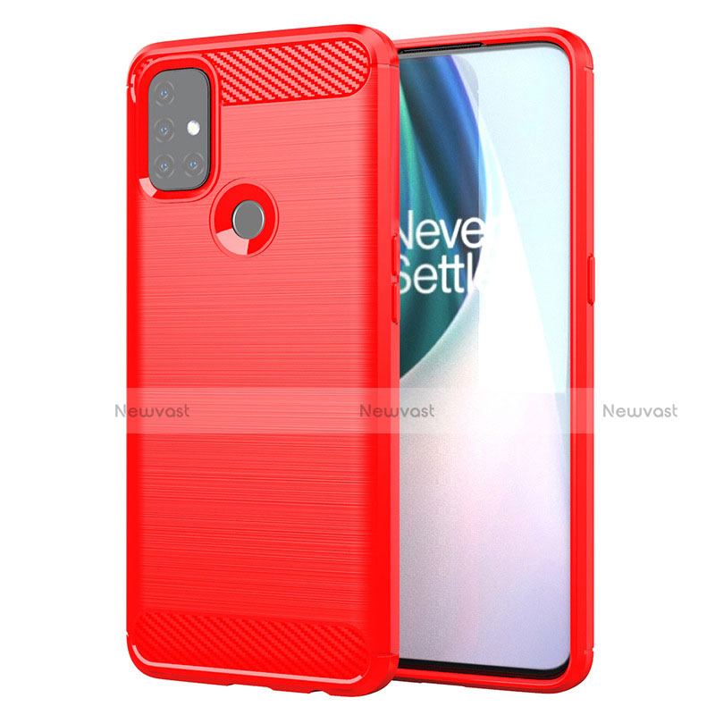 Silicone Candy Rubber TPU Line Soft Case Cover for OnePlus Nord N10 5G Red