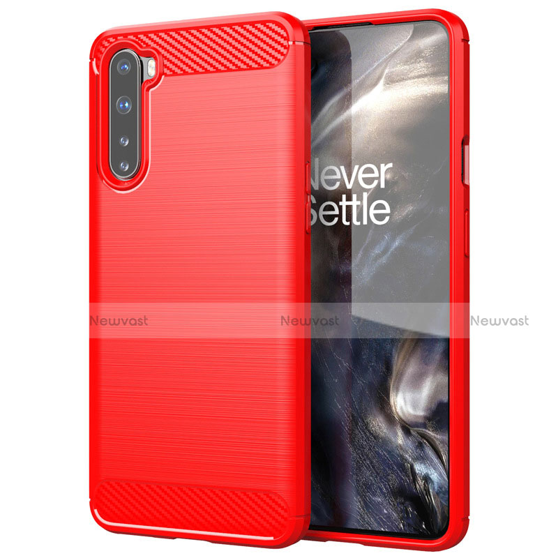 Silicone Candy Rubber TPU Line Soft Case Cover for OnePlus Nord Red