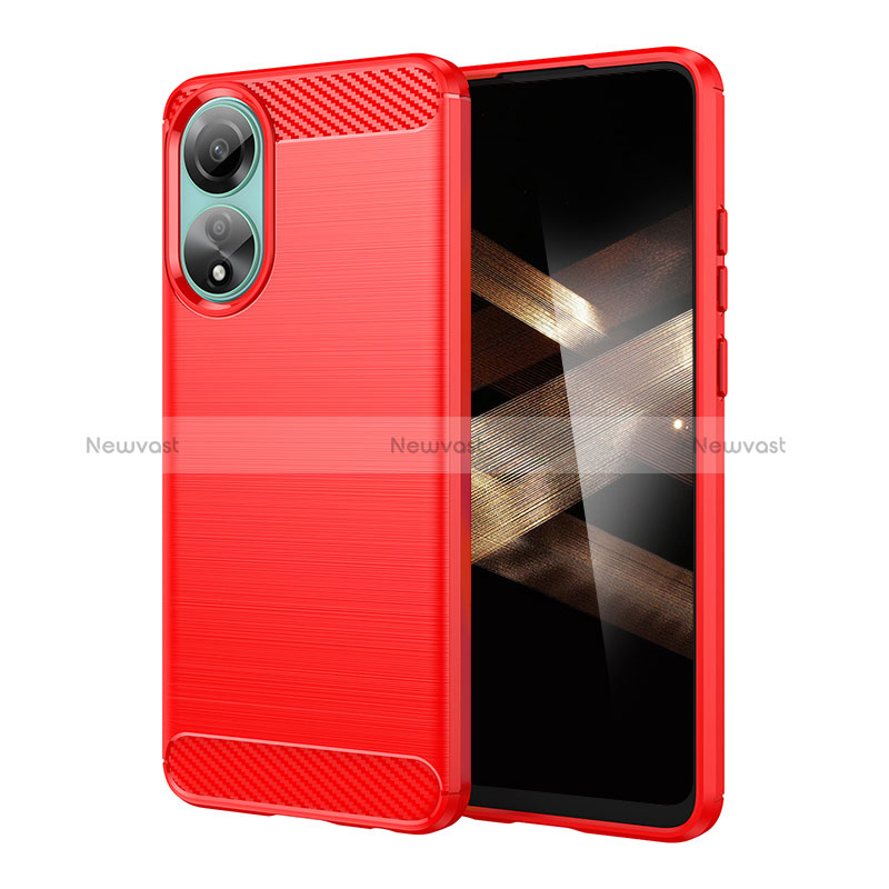 Silicone Candy Rubber TPU Line Soft Case Cover for Oppo A78 4G Red