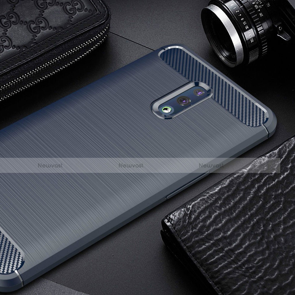 Silicone Candy Rubber TPU Line Soft Case Cover for Oppo Reno Blue