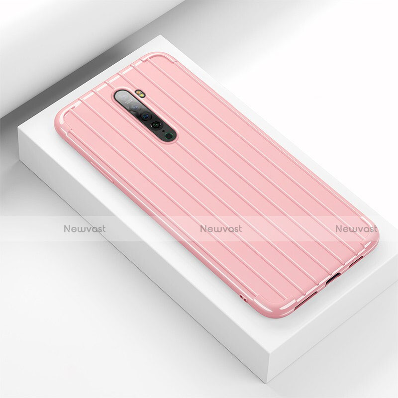 Silicone Candy Rubber TPU Line Soft Case Cover for Oppo Reno2 Pink