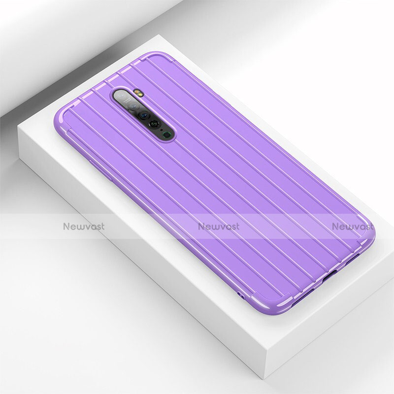 Silicone Candy Rubber TPU Line Soft Case Cover for Oppo Reno2 Purple